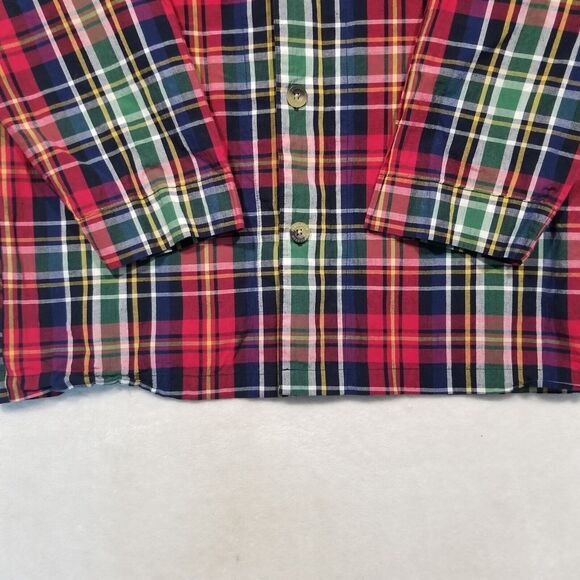 Pendleton Small Pajama Top Plaid Red Tartan Long Line Button Front Classic Sleep - Picture 2 of 7